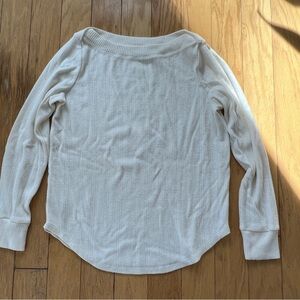 LOFT Off-White Textured Long Sleeve Top